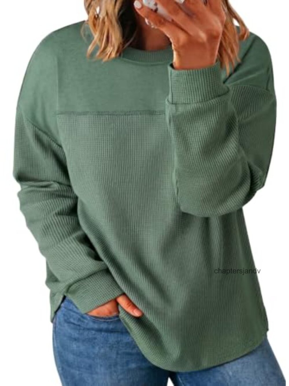Eytino Womens Plus Size Waffle Knit Sweatshirt Oversized Pullover Crewneck